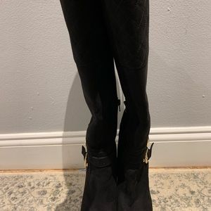 Black Suede knee high 3 inch heeled boots